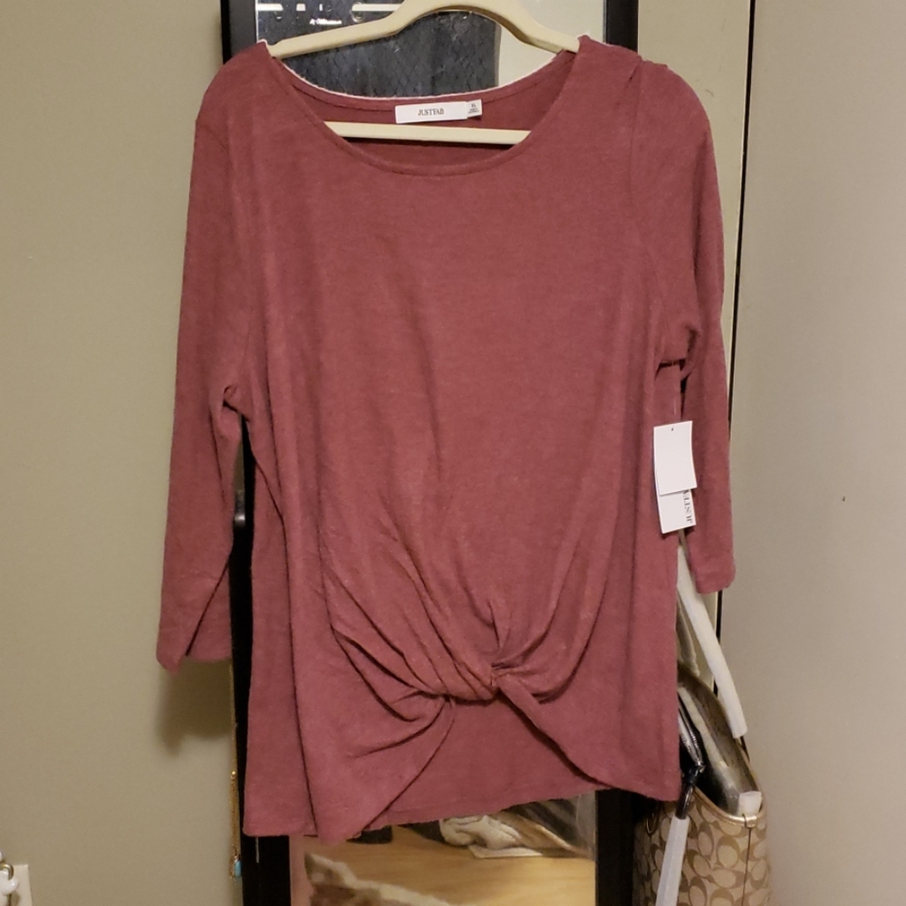 Just fab Pink mauve 3/4 sleeve top